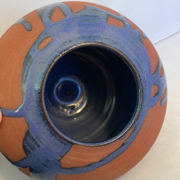 Signed Jon Mehr Studio Art Red Ware Purple Drip Glaze Pottery EUC - Picture 2 of 9